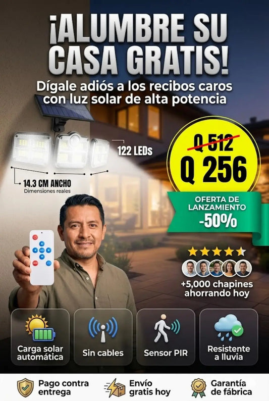 LAMPARA SOLAR 3 FOCOS CON SENSOR